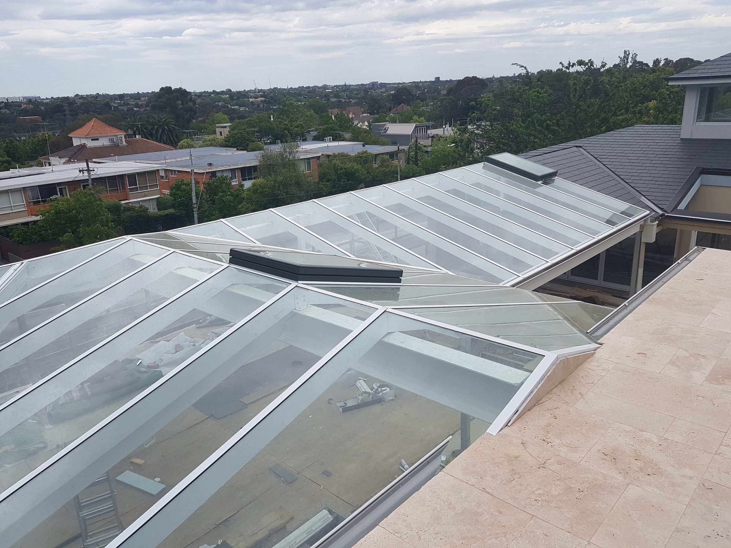 Pool glass roof