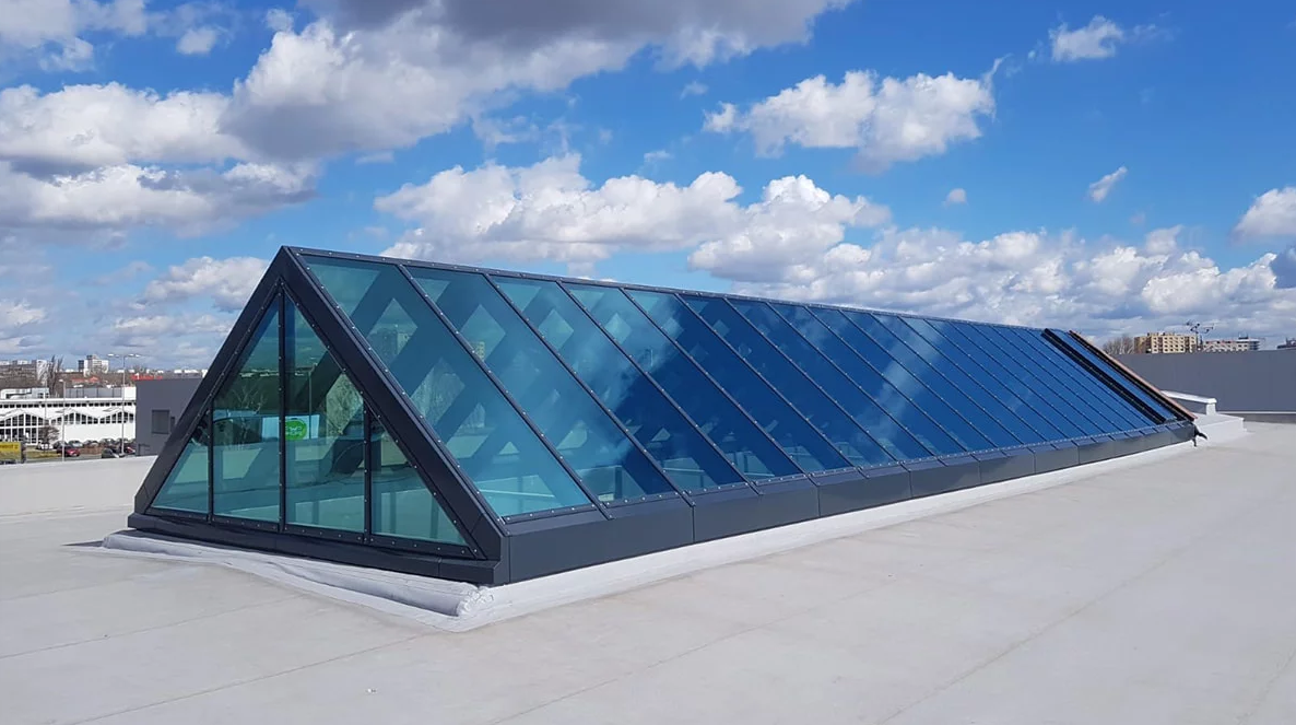 Custom glass roof, pyramid glass roof, atrium glass roof